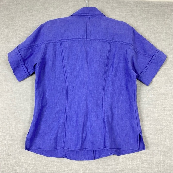 Olsen Europe Linen Shirt Purple Button Down - Picture 2 of 8